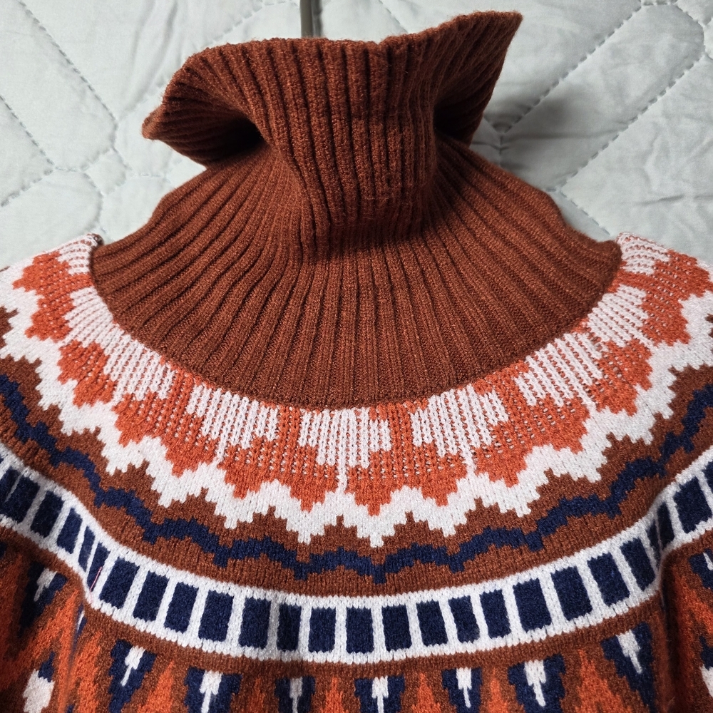 Women's Knitted Retro Round Neck Loose Pullover Sweate Sz L - Picture 5 of 8